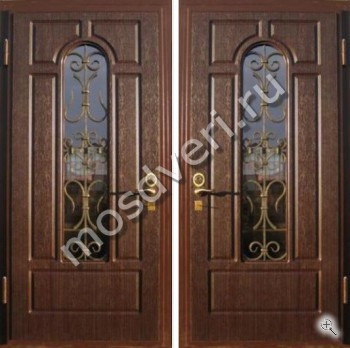 Дверь с отделкой МДФ, ковкой и стеклом - купить от производителя Мосдвери Дверь с отделкой МДФ, ковкой и стеклом